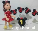 Topo menina Minnie com vela e nome.